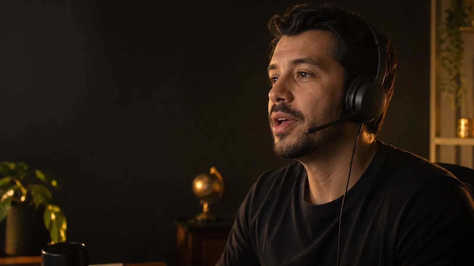 Aluno de fone gravando a própria pronúncia no coaching da Inglês 200 horas