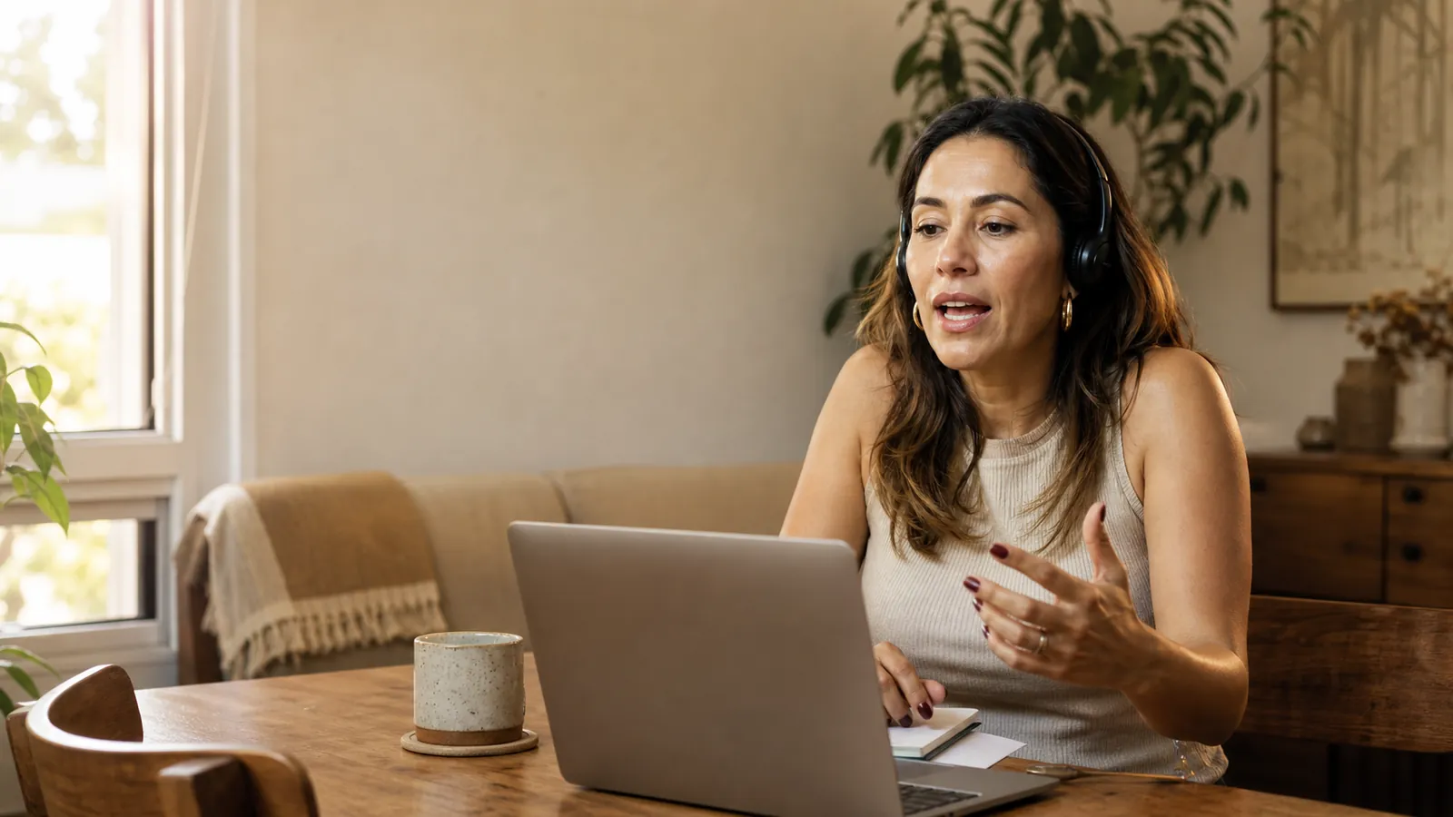 Aluna estudando inglês online em casa